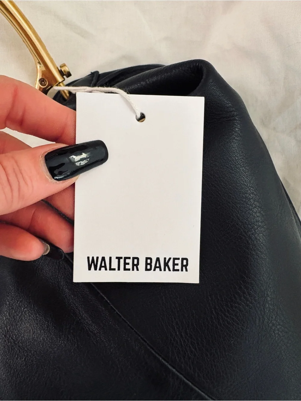 NWT Walter Baker Black Leather Hobo Bag with Gold Handle